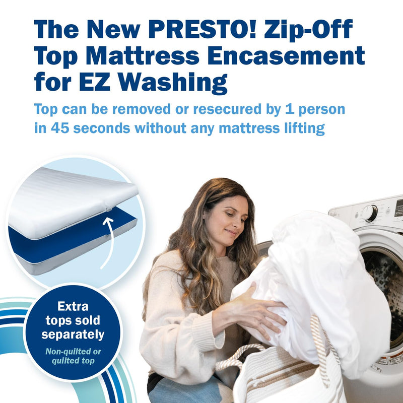 CleanRest Presto! Zip-Off Top Mattress Encasement – Hypoallergenic, Waterproof, Bed Bug Proof Protector – Queen