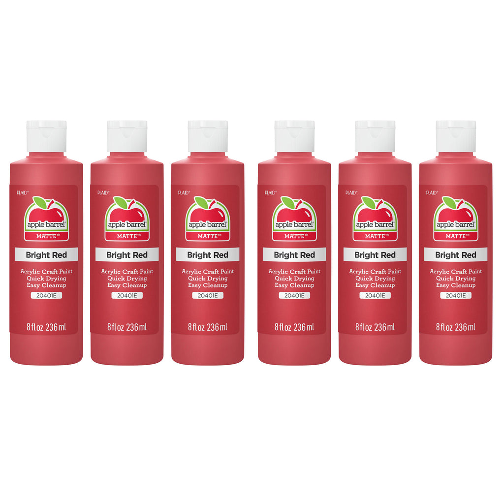 Acrylic Paint Matte, 8oz., Bright Red, Pack of 6