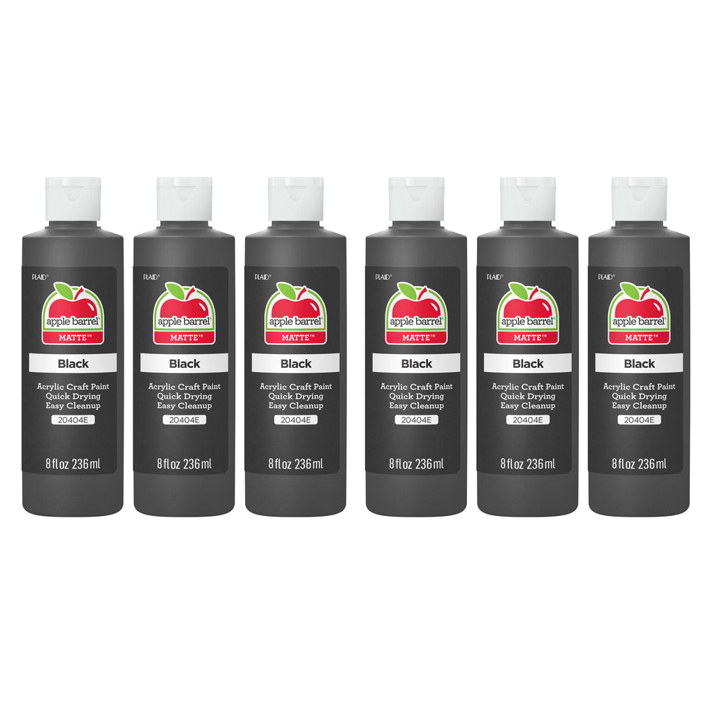 Acrylic Paint Matte, 8oz., Black, Pack of 6