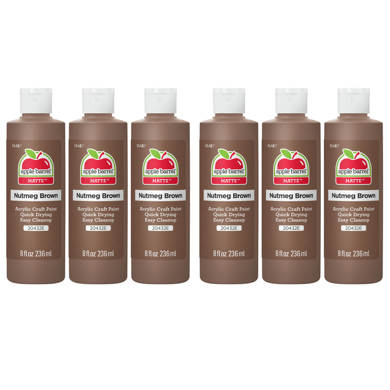 Acrylic Paint Matte, 8oz., Nutmeg Brown, Pack of 6