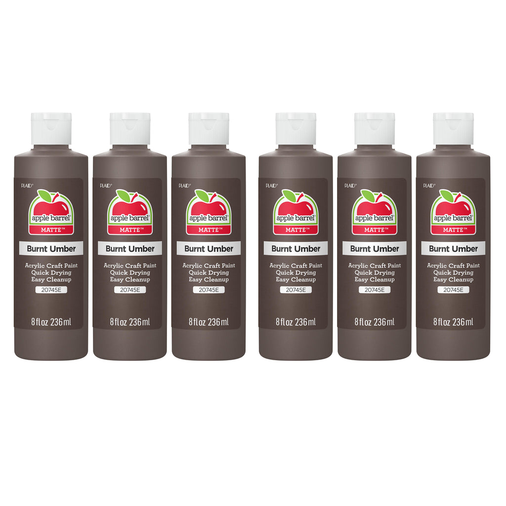Acrylic Paint Matte, 8oz., Burnt Umber, Pack of 6
