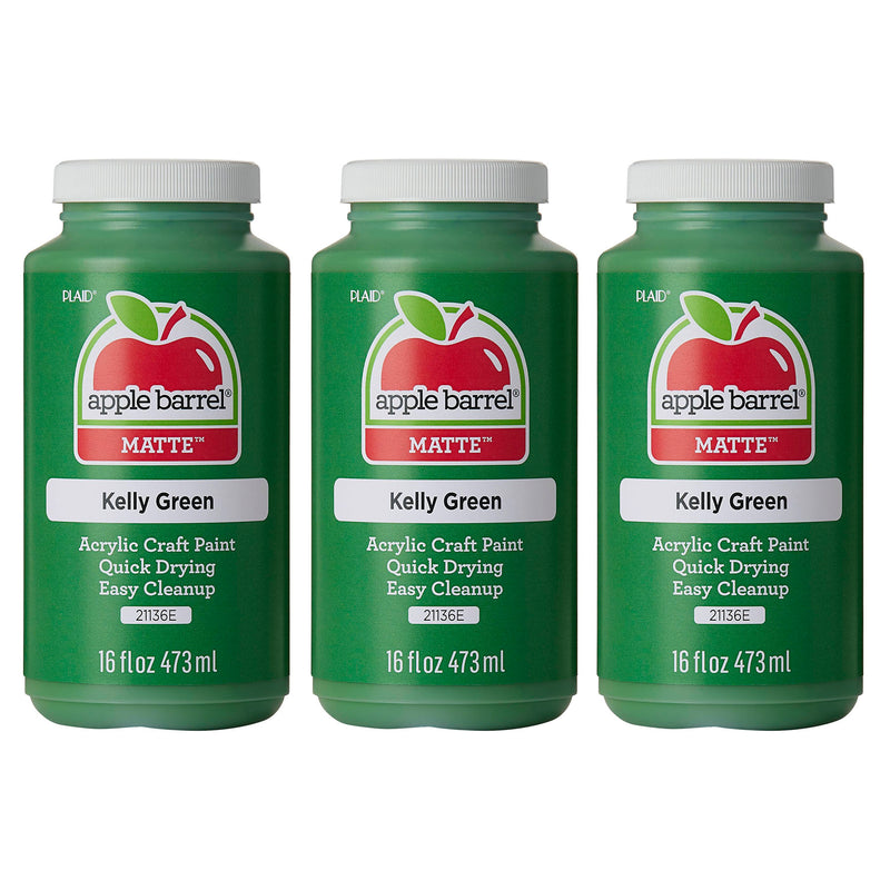 Acrylic Paint Matte, 16oz., Kelly Green, Pack of 3