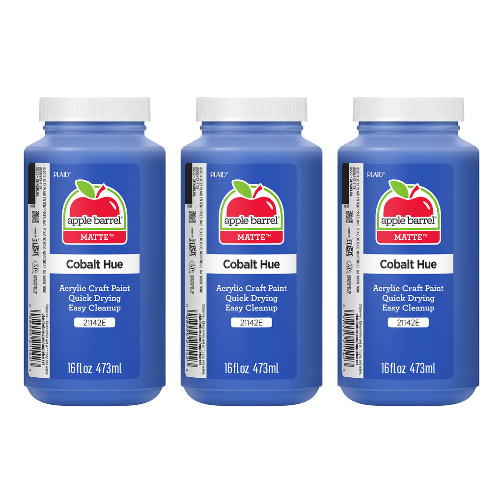 Acrylic Paint Matte, 16oz., Cobalt Hue, Pack of 3
