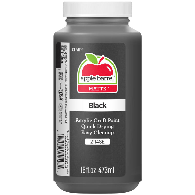 Acrylic Paint Matte Black 16oz Apple Barrel