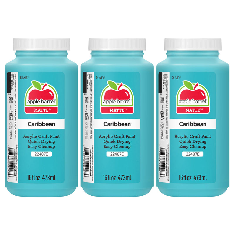 Acrylic Paint Matte, 16oz., Caribbean, Pack of 3