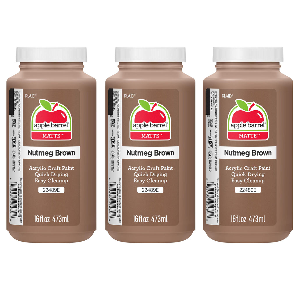 Acrylic Paint Matte, 16oz., Nutmeg Brown, Pack of 3