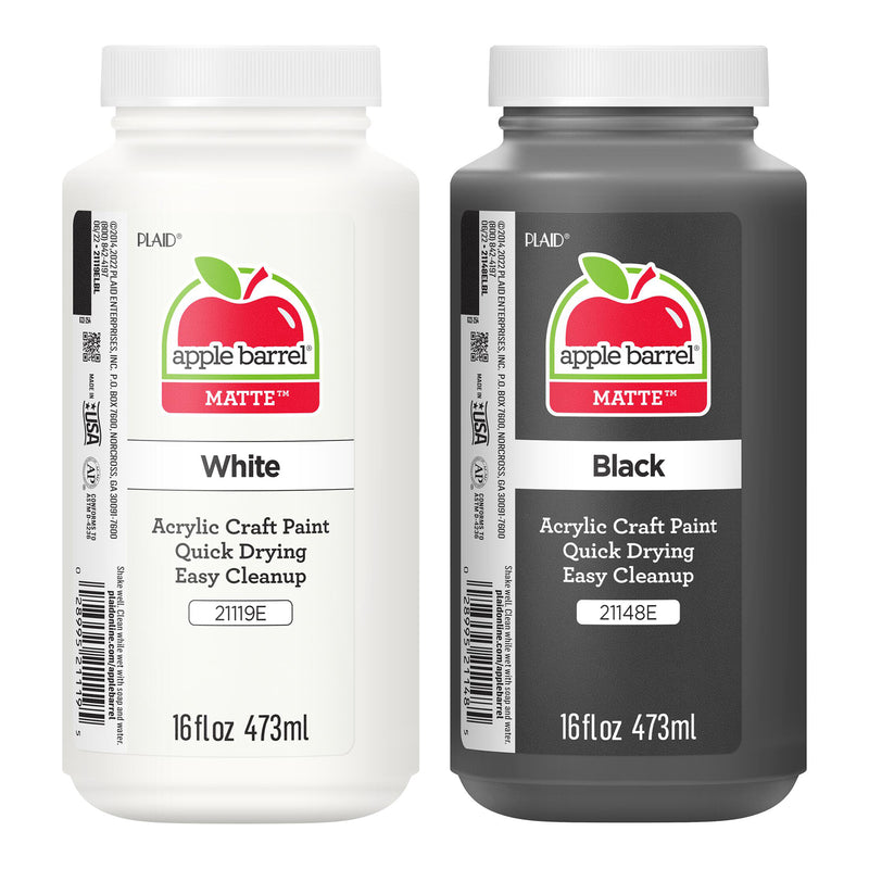 Acrylic Paint Matte Wht & Blk 16oz Apple Barrel 2ct
