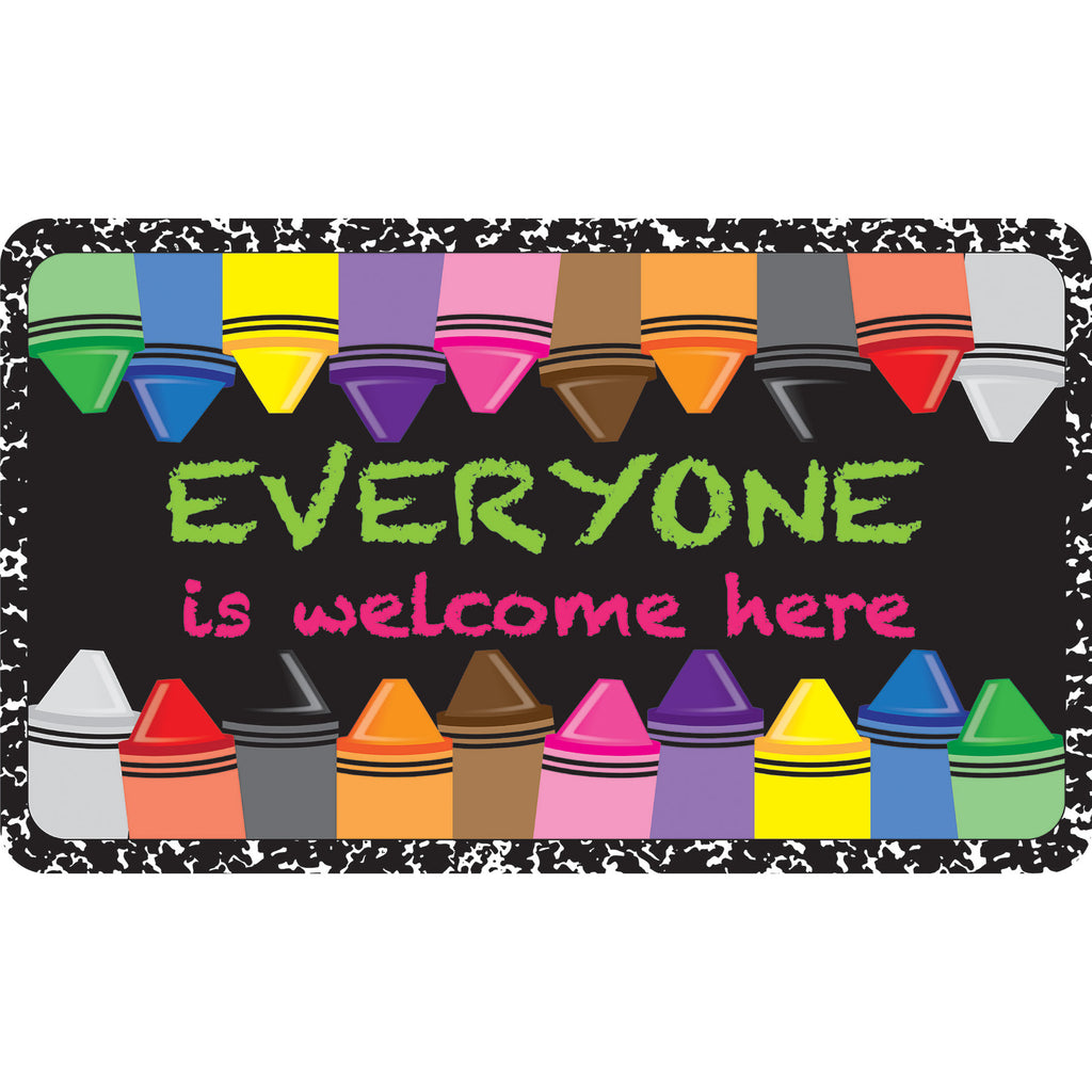 The Original Fun Mat™, Welcome Mat, 18" x 30", Everyone Welcome Crayons Composition