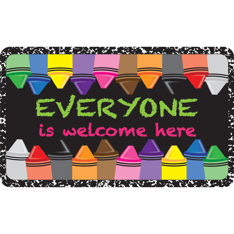 The Original Fun Mat™, Welcome Mat, 18" x 30", Everyone Welcome Crayons Composition