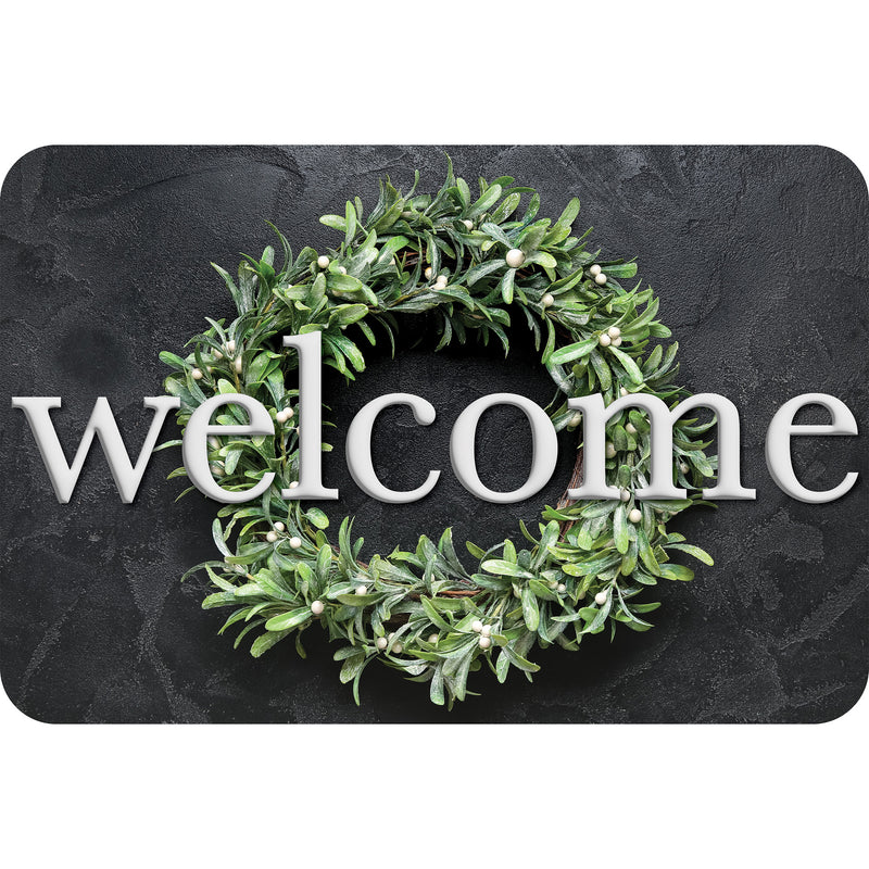 The Original Fun Mat™, Welcome Mat, 15.5" x 23.5", Slate Wreath Welcome