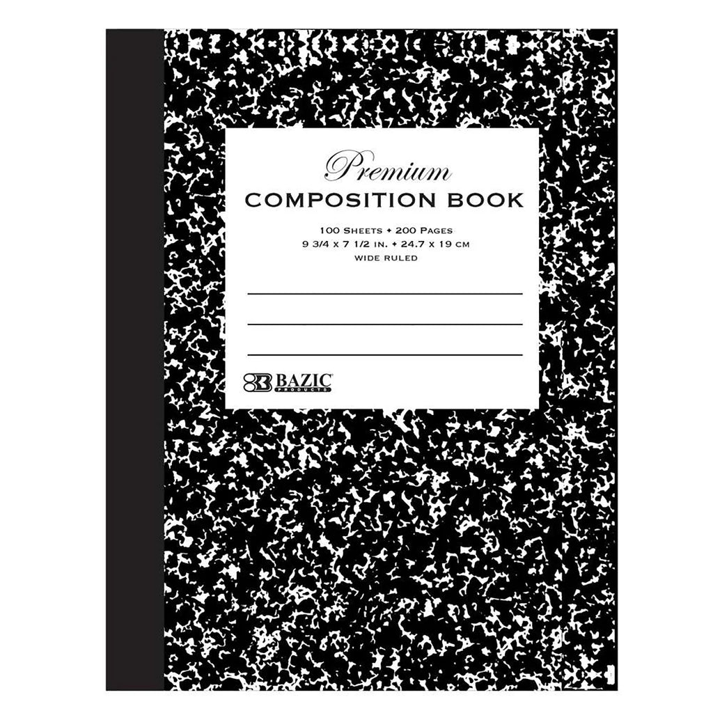 Premium Wide Ruled Composition Book Black Marble