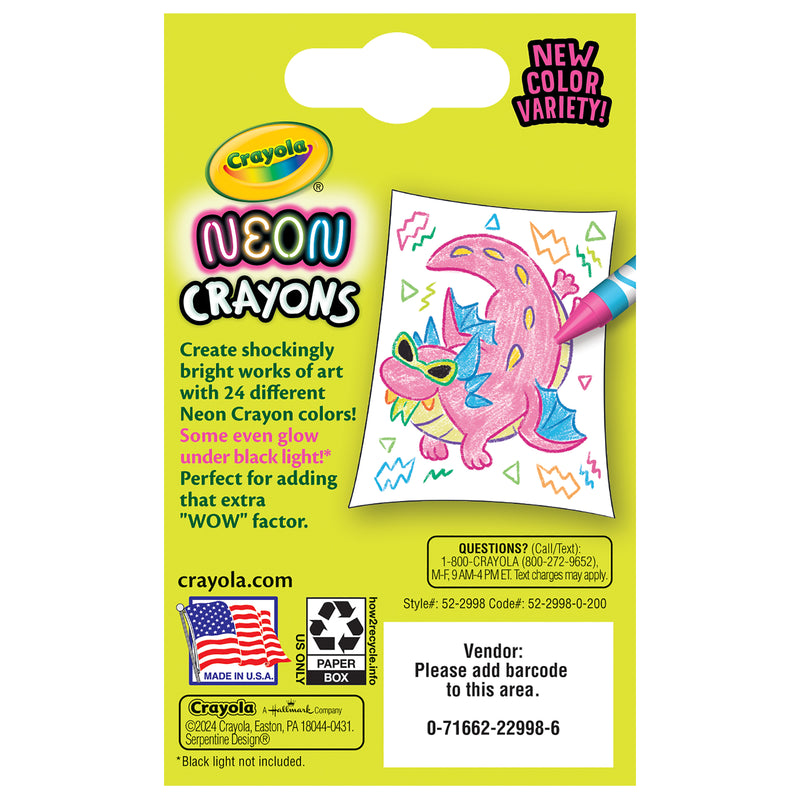 Neon Crayons, 24 Per Pack, 6 Packs
