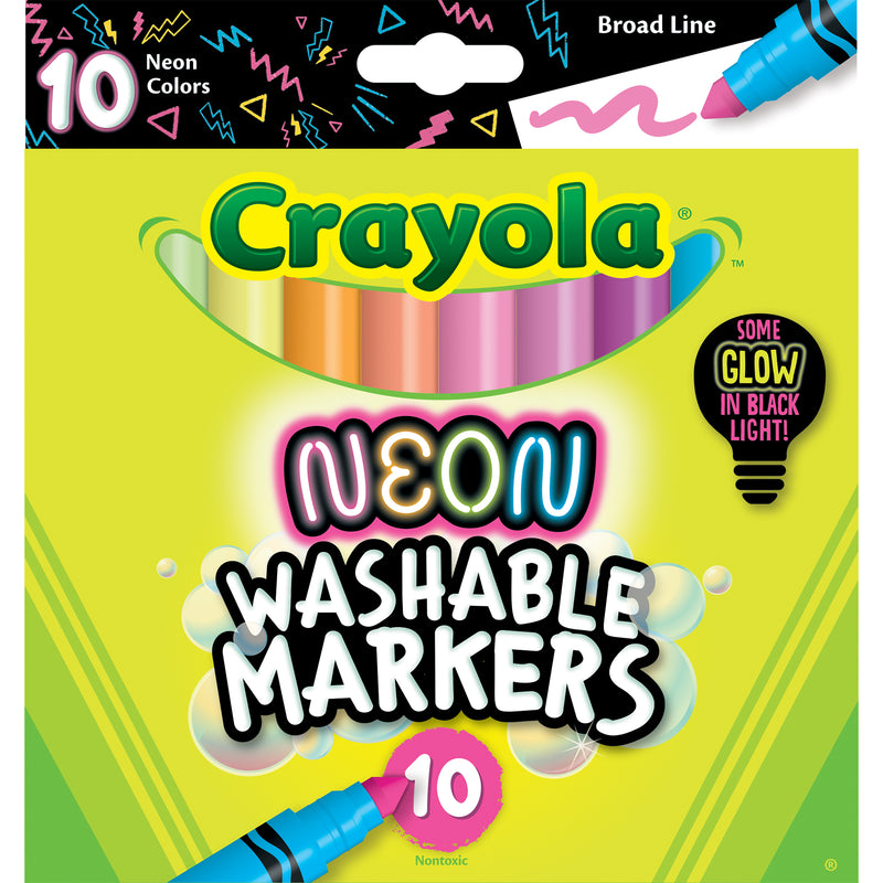 Washable Neon Broad Line Markers, 10 Per Pack, 6 Packs