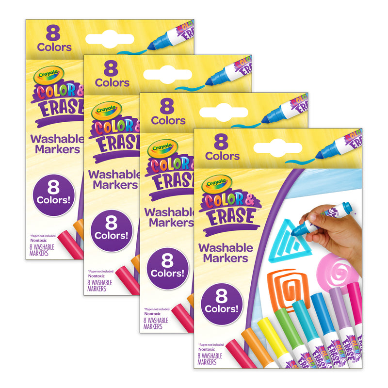 Color & Erase Markers, 8 Per Pack, 4 Packs