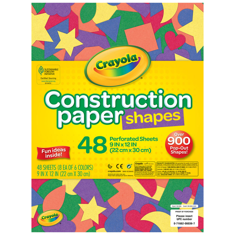 Construction Paper Shapes, 48 Perforated Sheets Per Pack, 3 Packs
