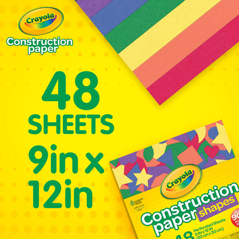 Construction Paper Shapes, 48 Perforated Sheets Per Pack, 3 Packs