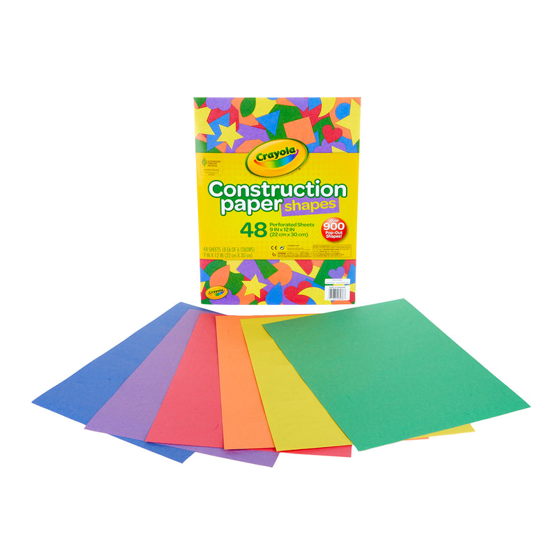Construction Paper Shapes, 48 Perforated Sheets Per Pack, 3 Packs