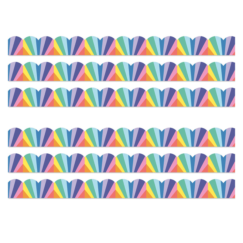 We Stick Together Rainbow Burst Scalloped Bulletin Board Borders, 39 Feet Per Pack, 6 Packs