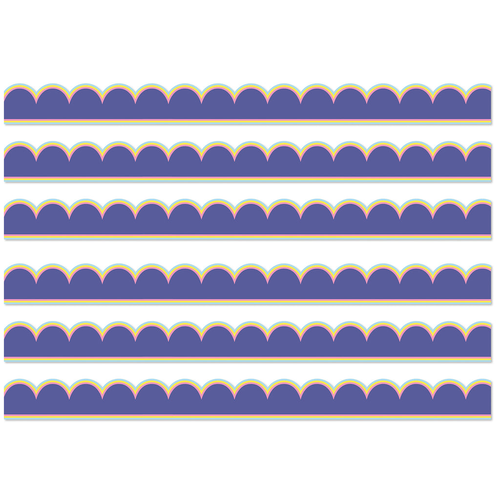 We Stick Together Pop of Purple Scalloped Bulletin Board Borders, 39 Feet Per Pack, 6 Packs