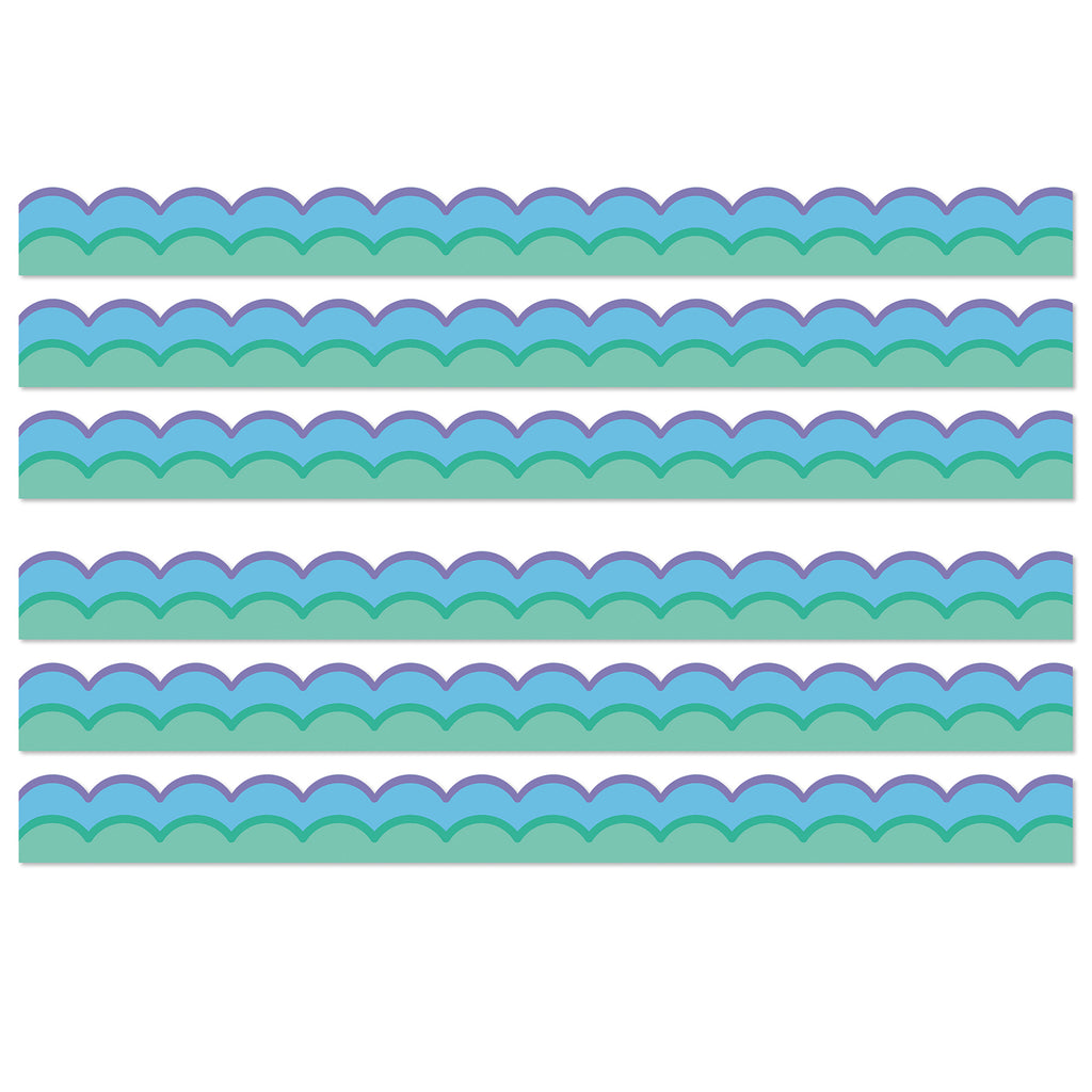 Happily Ever Elementary Retro Remix Cool Waves Scalloped Bulletin Board Borders, 39 Feeet Per Pack, 6 Packs