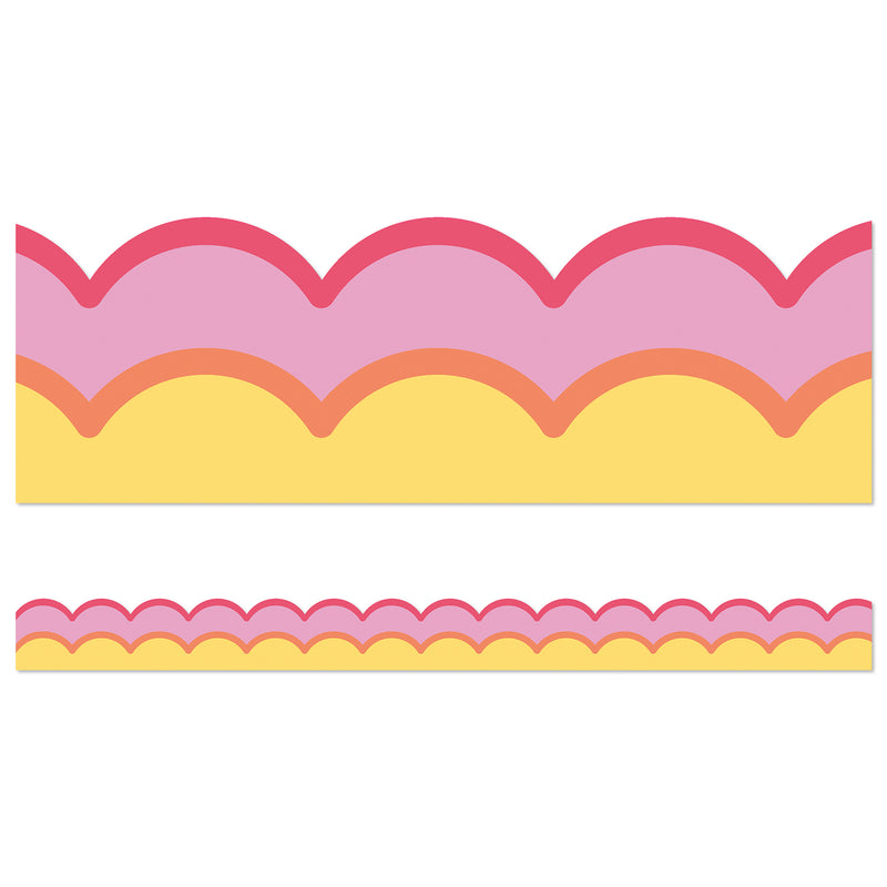 Happily Ever Elementary Retro Remix Warm Waves Scalloped Bulletin Board Borders, 39 Feeet Per Pack, 6 Packs
