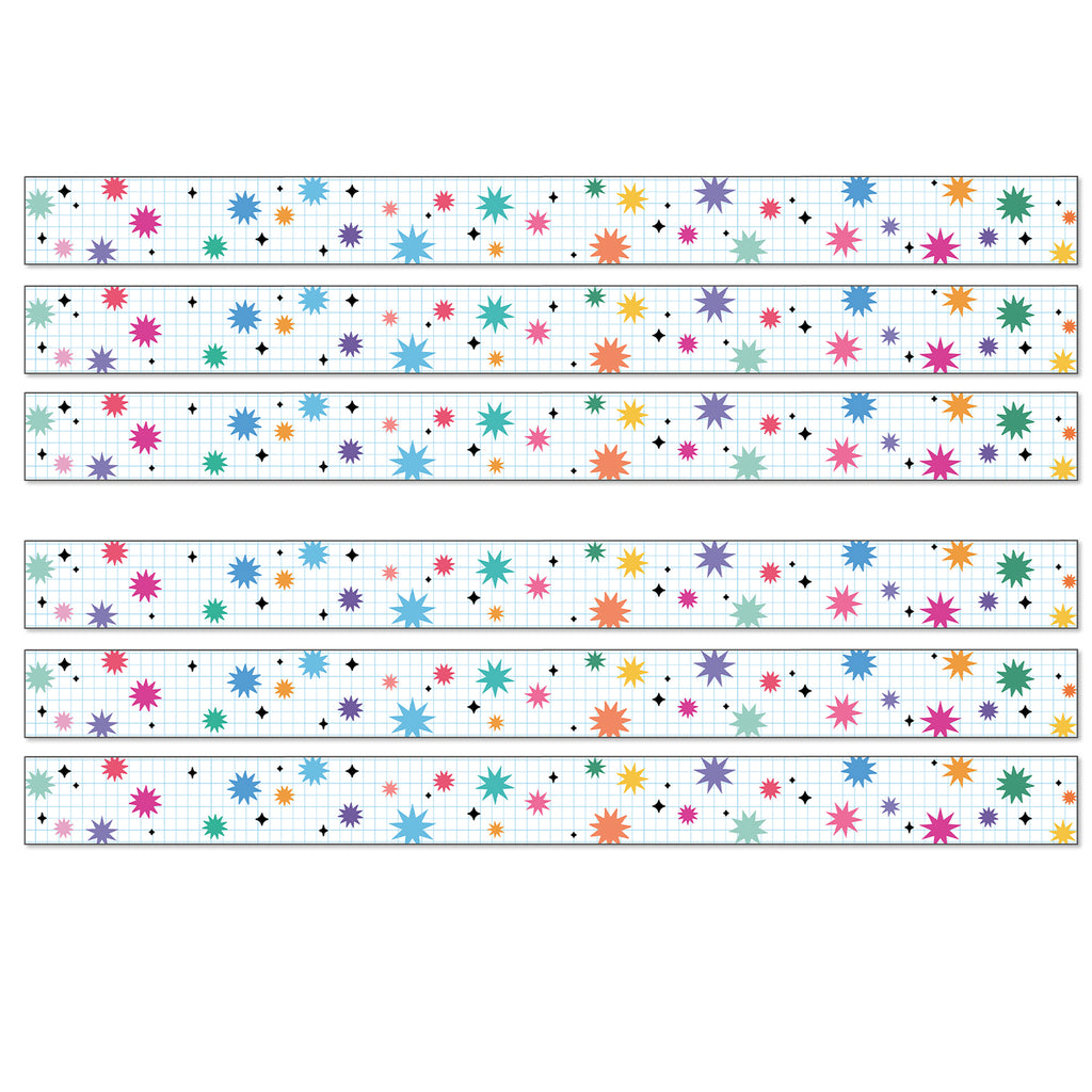 Happily Ever Elementary Retro Remix Bursts & Twinkles Straight Bulletin Board Borders, 36 Feet Per Pack, 6 Packs