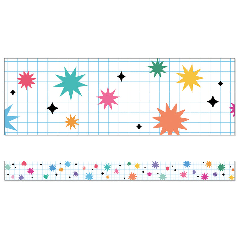 Happily Ever Elementary Retro Remix Bursts & Twinkles Straight Bulletin Board Borders, 36 Feet Per Pack, 6 Packs