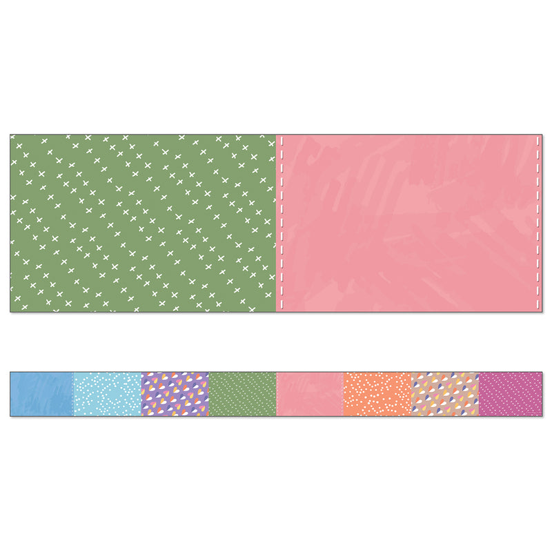 Crafty and Cool Patchwork Straight Bulletin Board Borders, 36 Feet Per Pack, 6 Packs
