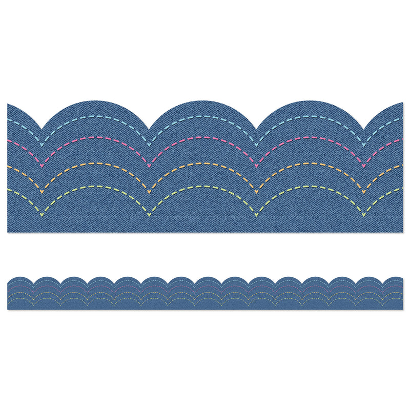 Crafty and Cool Denim Scalloped Bulletin Board Borders, 39 Feet Per Pack, 6 Packs