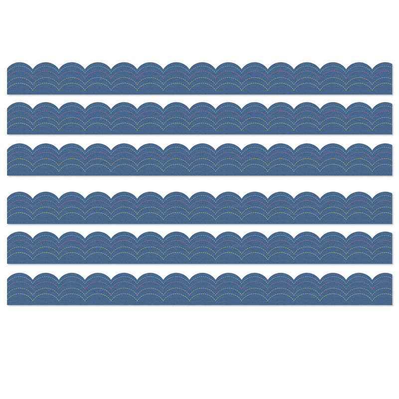 Crafty and Cool Denim Scalloped Bulletin Board Borders, 39 Feet Per Pack, 6 Packs