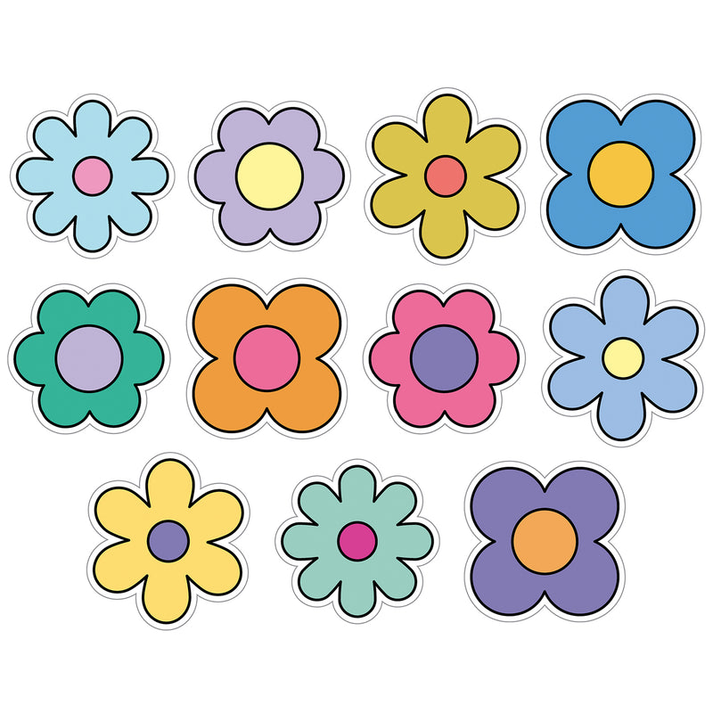 Happily Ever Elementary Retro Remix Flowers Cutouts, 36 Per Pack, 6 Packs