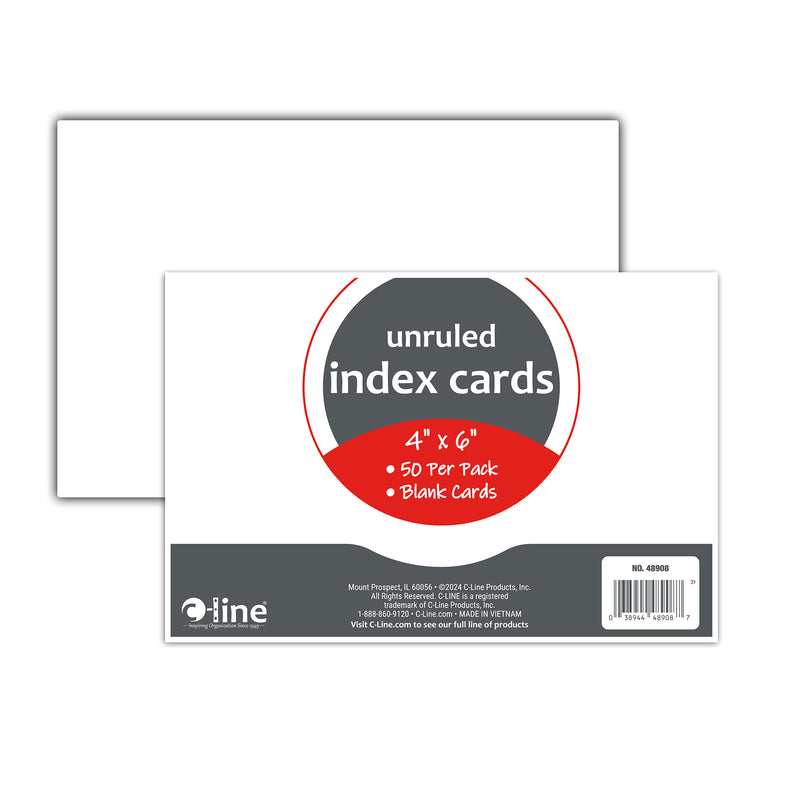 4x6 Index Cards White Unruled 50ct