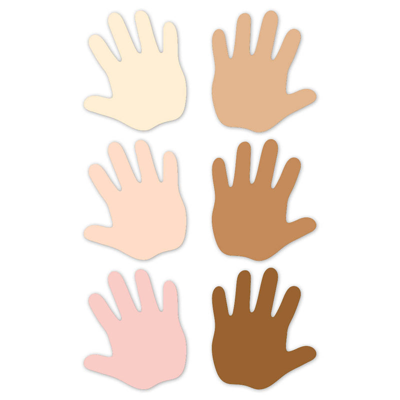 Multicultural Hands 6" Designer Cut-Outs, 36 Per Pack, 3 Packs