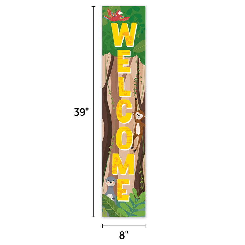 Jungle Friends Welcome Banner, 8"W x 39"H, Pack of 3