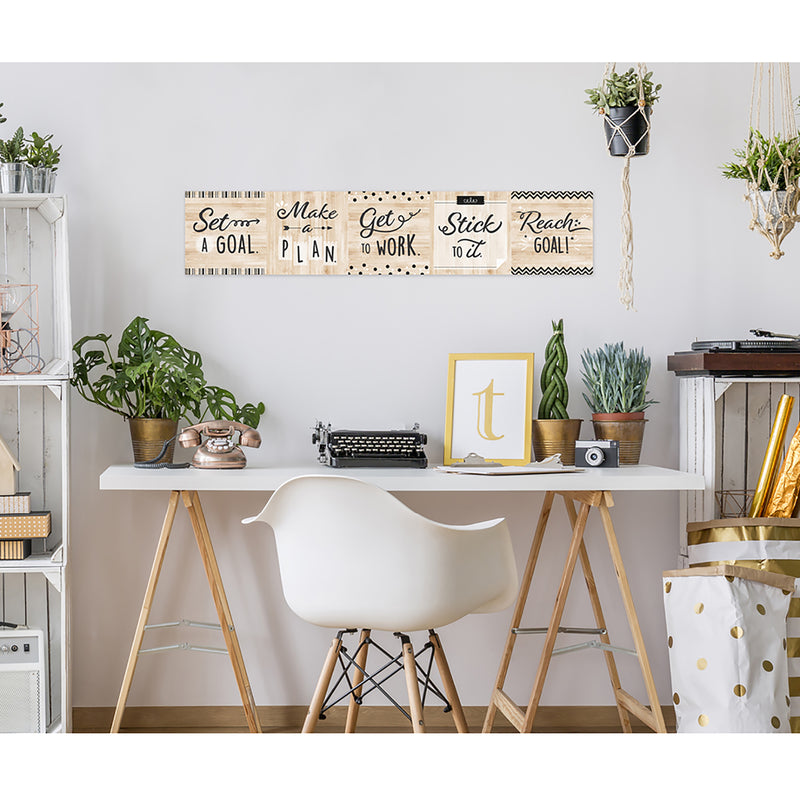 Black, White, and Wood Welcome Banner, 8" x 39", Pack of 3