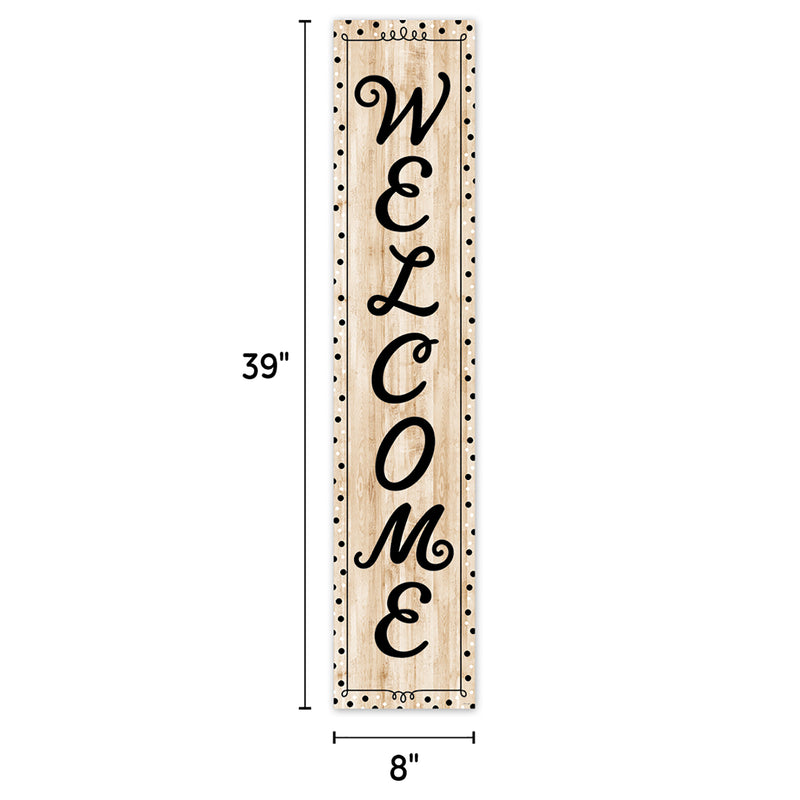 Black, White, and Wood Welcome Banner, 8" x 39", Pack of 3