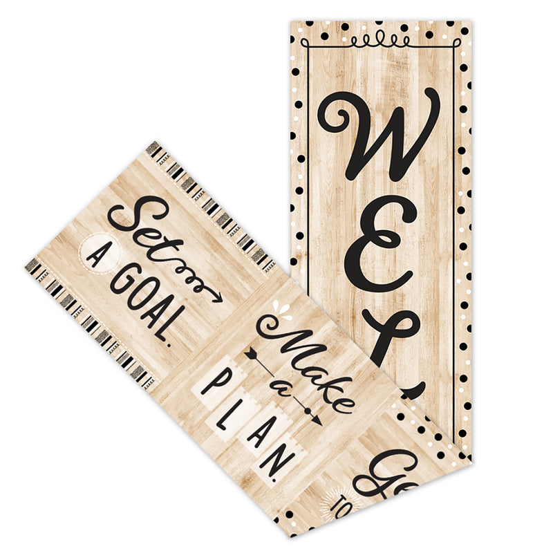 Black, White, and Wood Welcome Banner, 8" x 39", Pack of 3