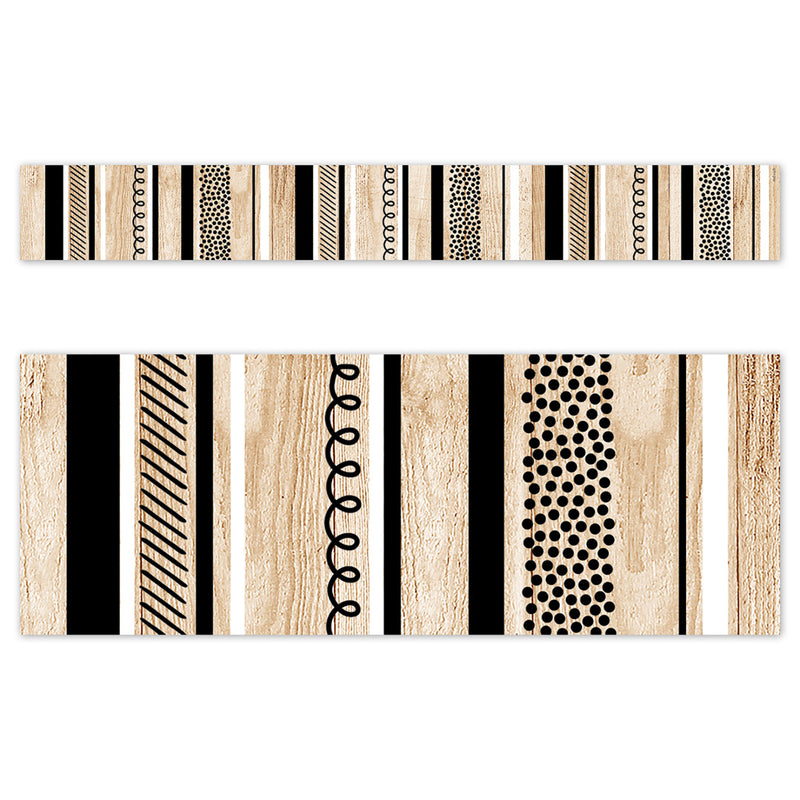 Stripes And Doodles On Wood Border