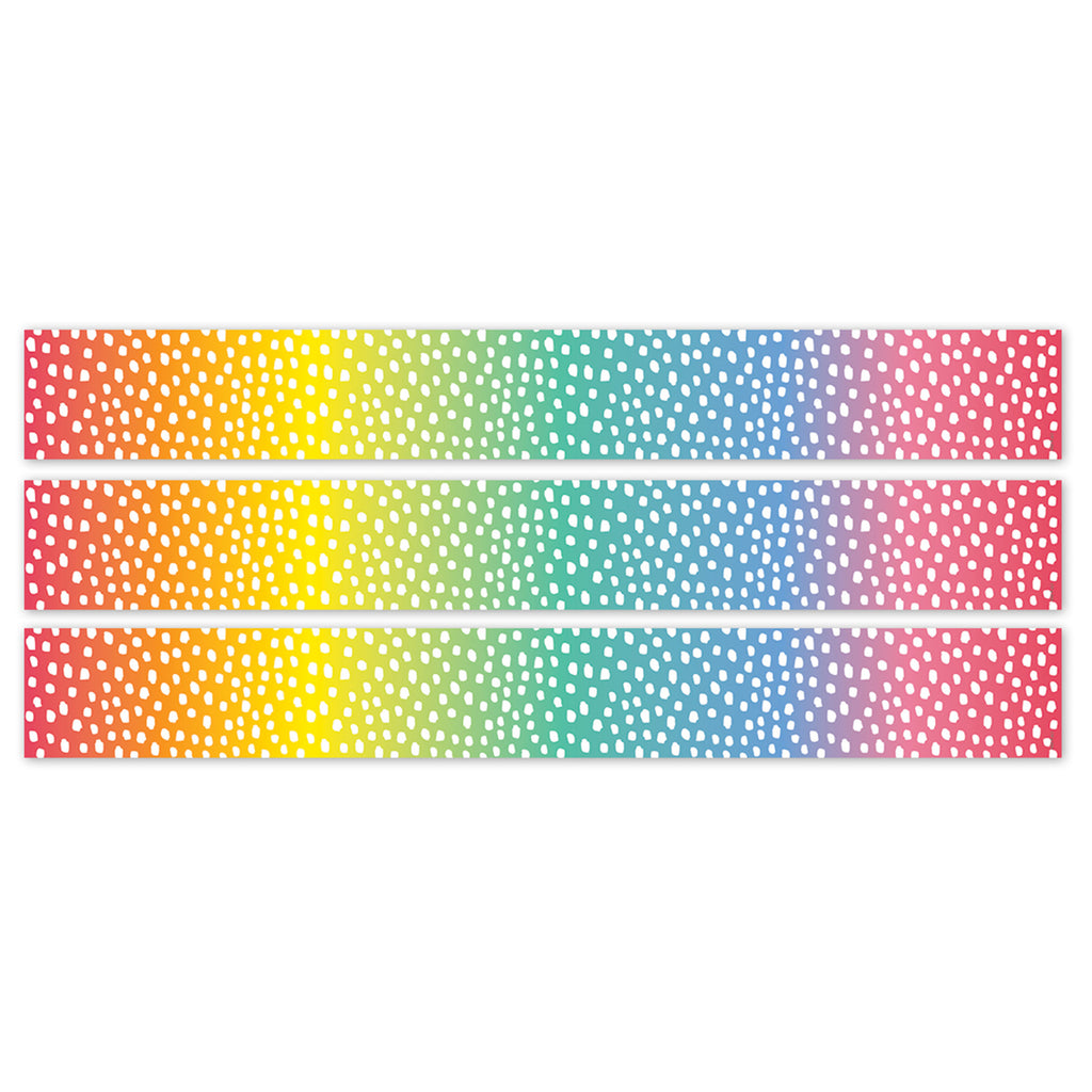 Core Decor Messy Dots on Rainbow EZ Border, Bulletin Board Border, 48 Feet Per Pack, 3 Packs