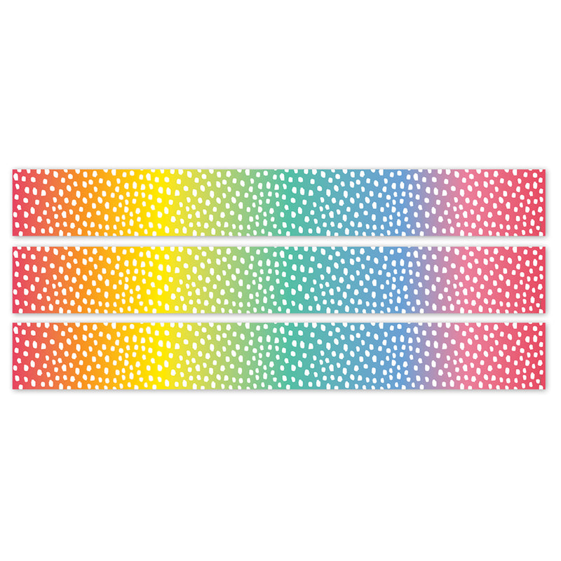 Core Decor Messy Dots on Rainbow EZ Border, Bulletin Board Border, 48 Feet Per Pack, 3 Packs
