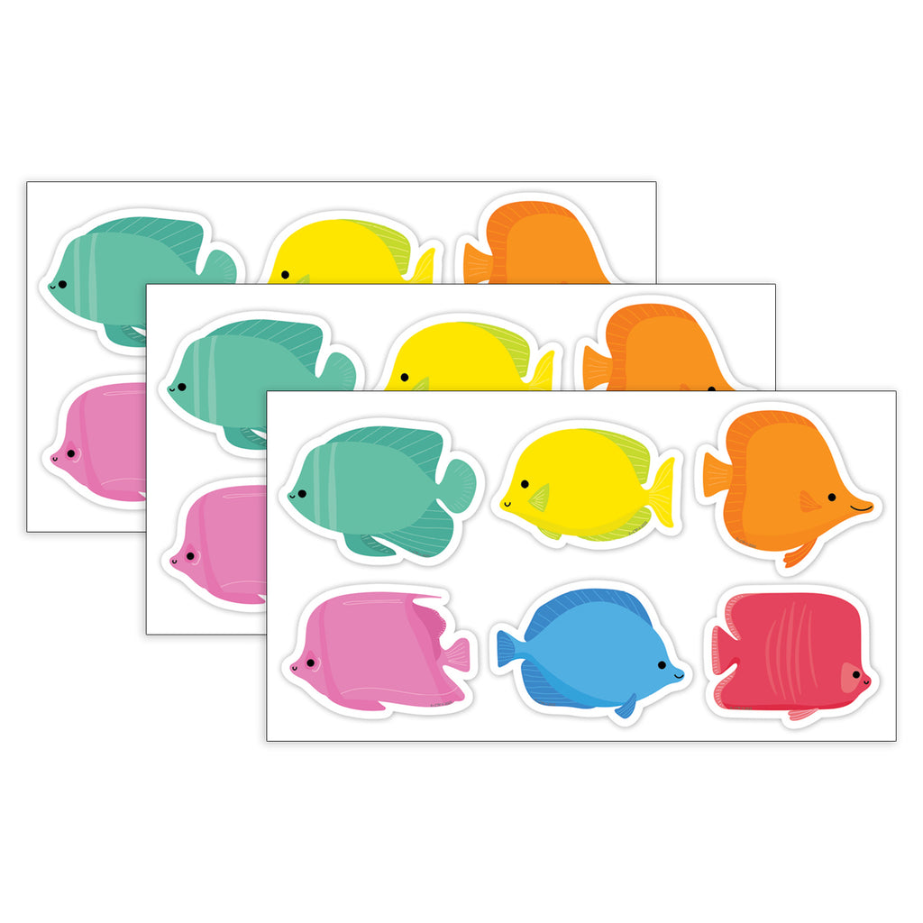 Sea Friends School of Fish 3" Designer Cut-Outs, 36 Per Pack, 3 Packs