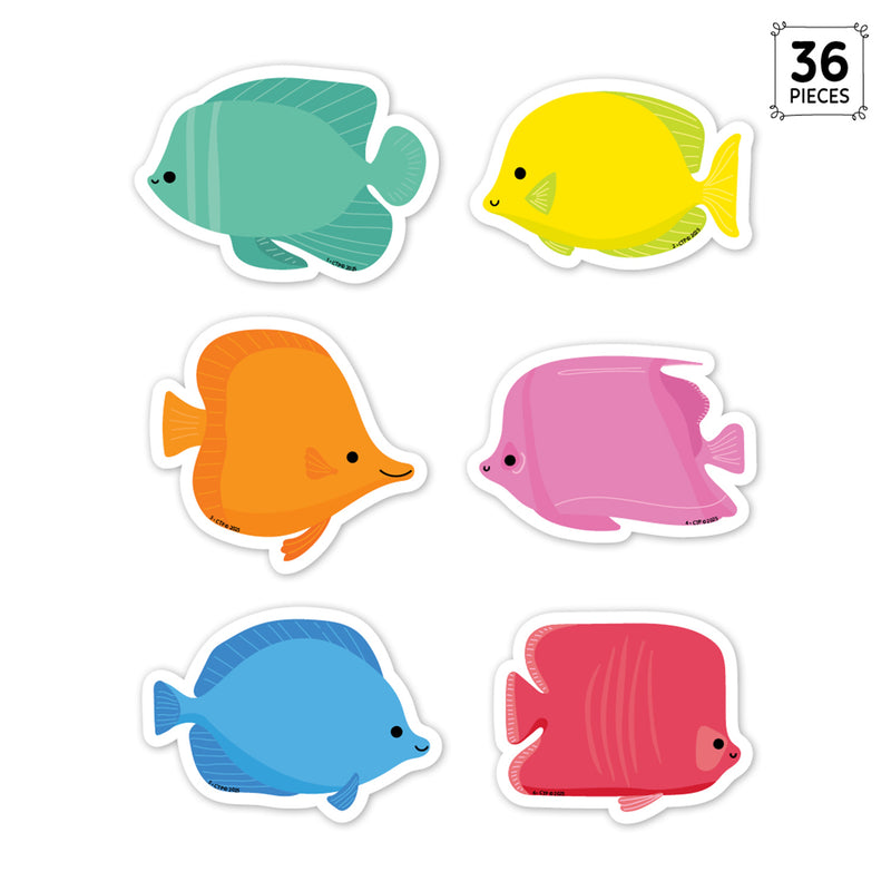 Sea Friends School of Fish 3" Designer Cut-Outs, 36 Per Pack, 3 Packs
