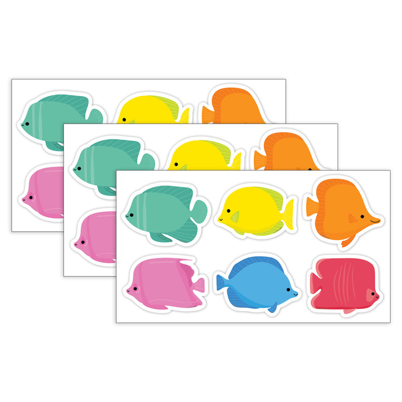 Sea Friends School of Fish 3" Designer Cut-Outs, 36 Per Pack, 3 Packs