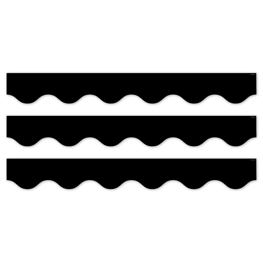 Core Decor Black Wavy EZ Border, Bulletin Board Border, 48 Feet Per Pack, 3 Packs