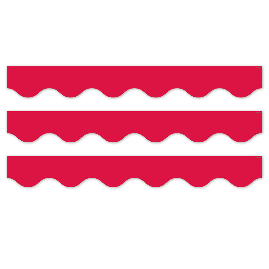 Core Decor Red Wavy EZ Border, Bulletin Board Border, 48 Feet Per Pack, 3 Packs