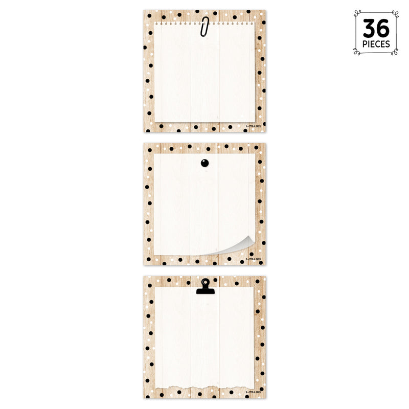 Core Decor Polka Dots on Wood 3" Designer Cut-Outs, 36 Per Pack, 3 Packs