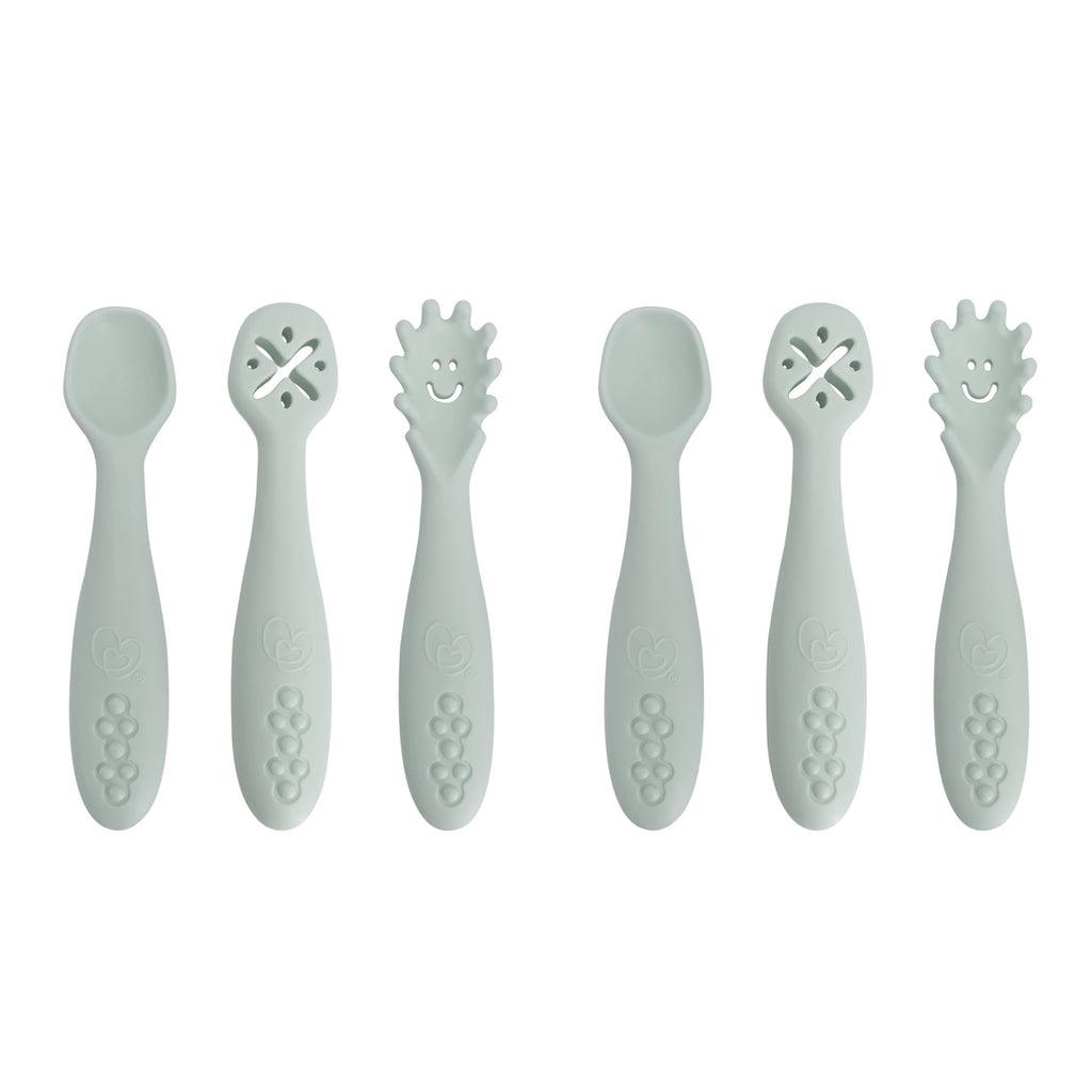Silicone Scoop, Mash & Twist 3-Piece Cutlery Set, Seafoam, 2 Sets