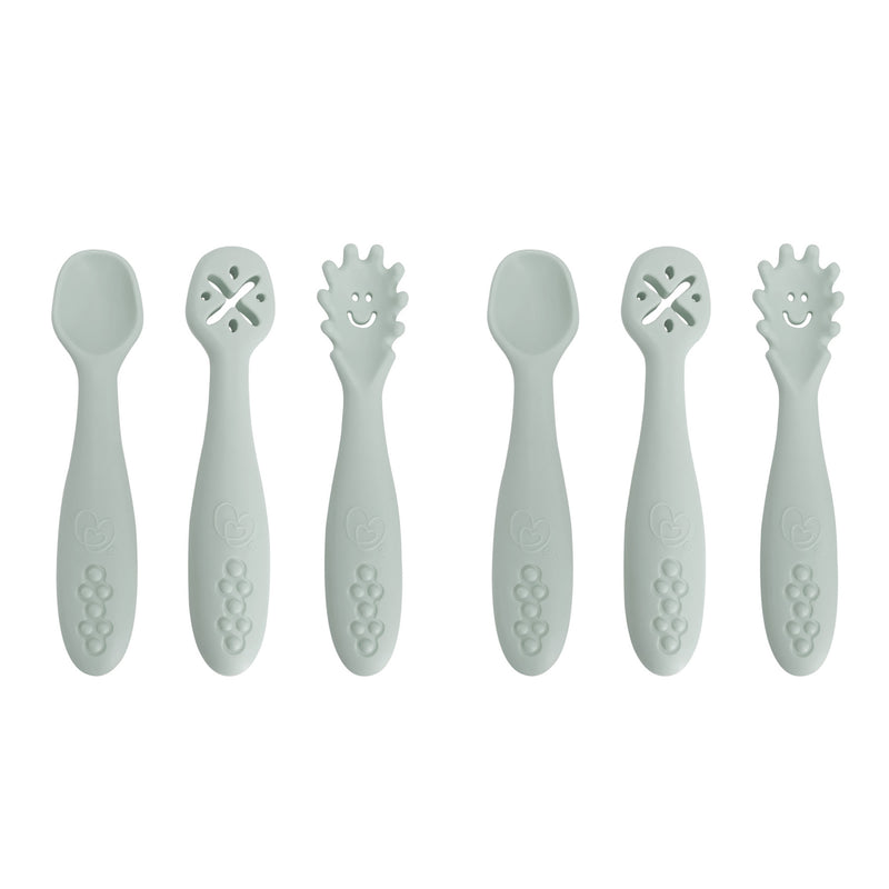 Silicone Scoop, Mash & Twist 3-Piece Cutlery Set, Seafoam, 2 Sets
