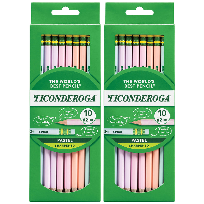 #2 Pastel Pencils, 5 Assorted Colors, 10 Per Pack, 6 Packs