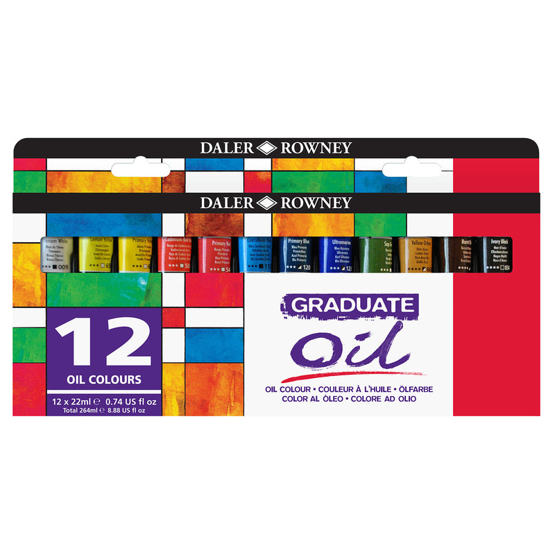 Graduate Oil Paint Set, Assorted Colors, 22ml, 12 Pieces